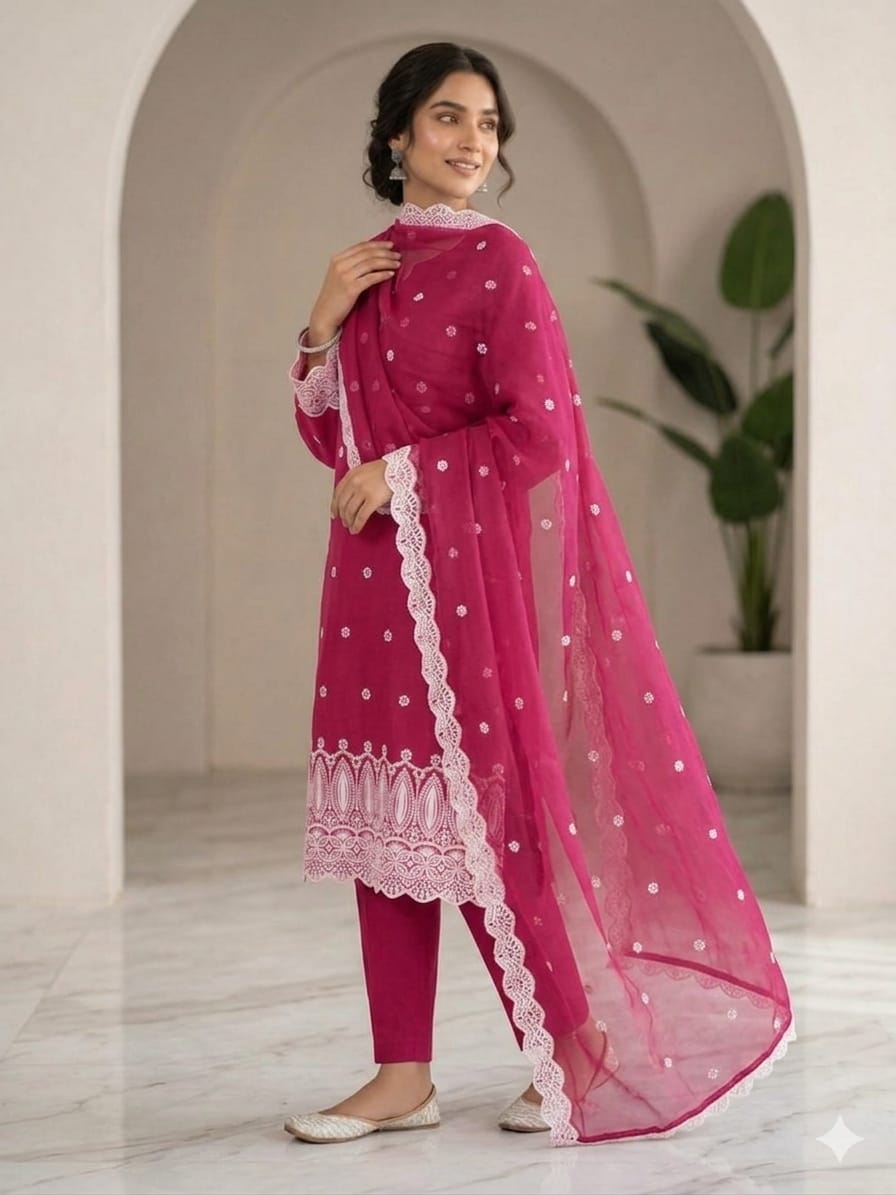 Alternative view of Shrenz Pink Luxury Lawn Collection Replica