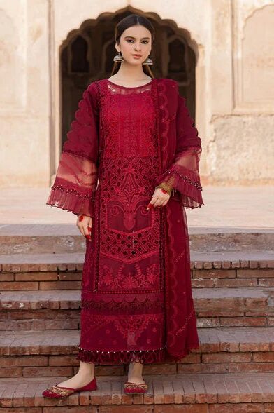 Parishay Red Luxury Lawn Collection Replica