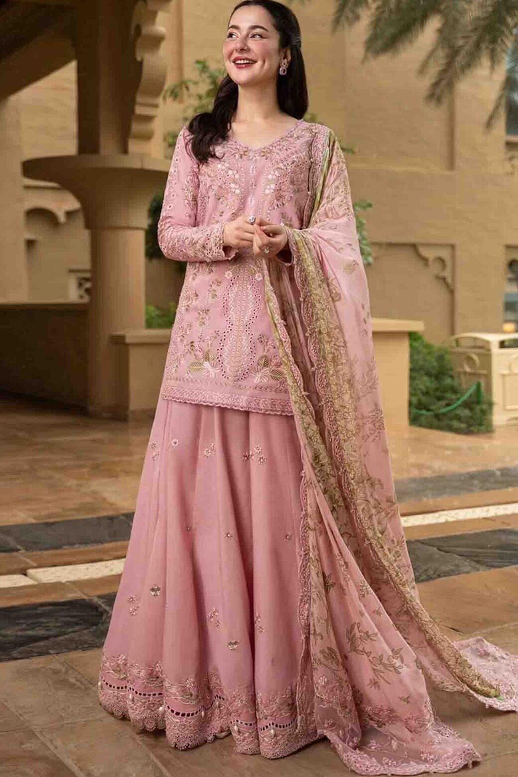 Faiza Saqlain Baby Pink Luxury Lawn Collection Replica