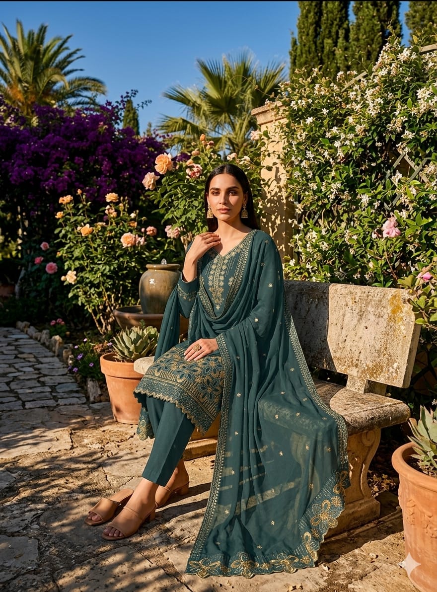 Alternative view of Maria B Seagreen Printed Lawn Collection Replica