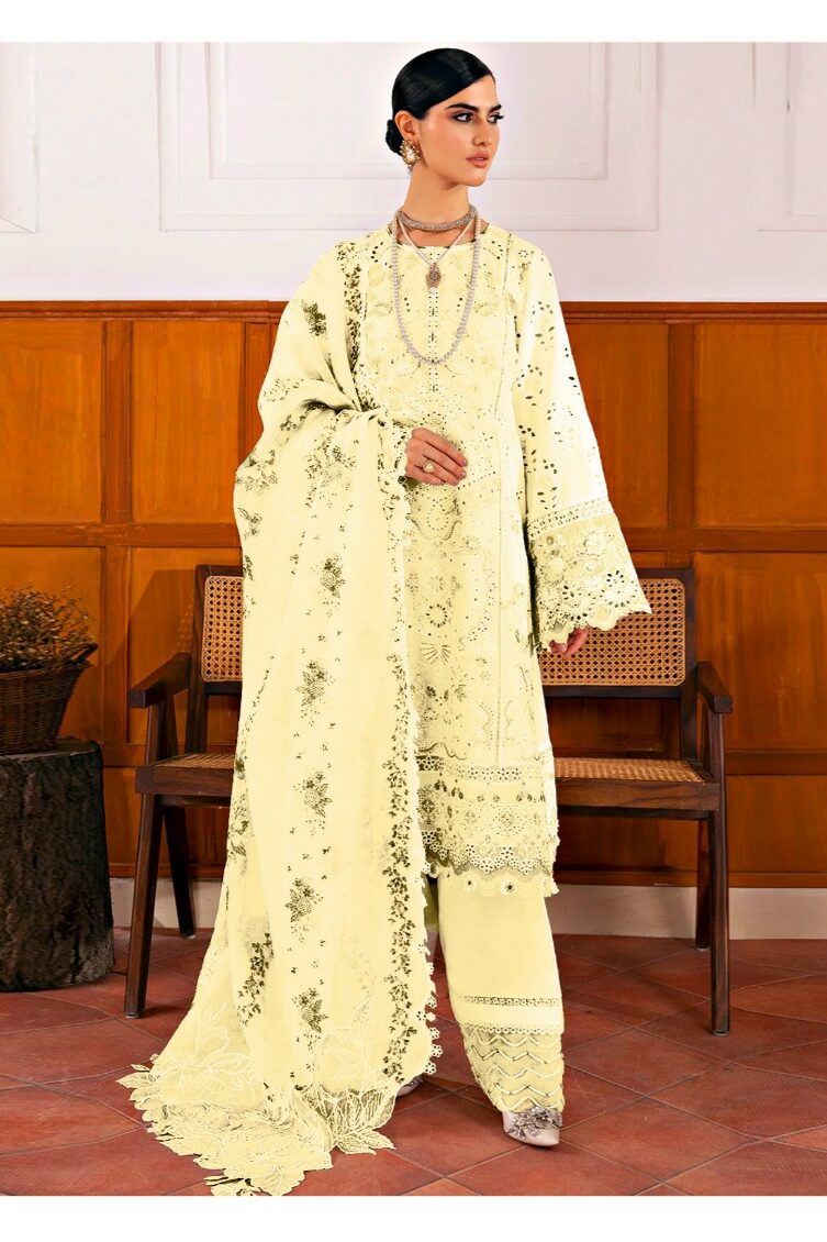 Baroque Yellow Luxury Lawn Collection Replica