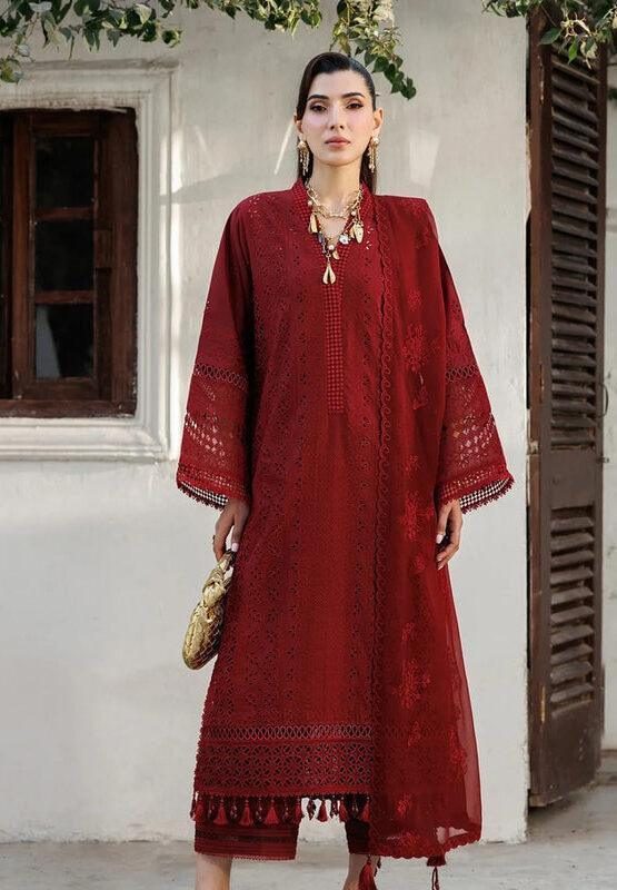 Alizeh Red Luxury Lawn Collection Replica