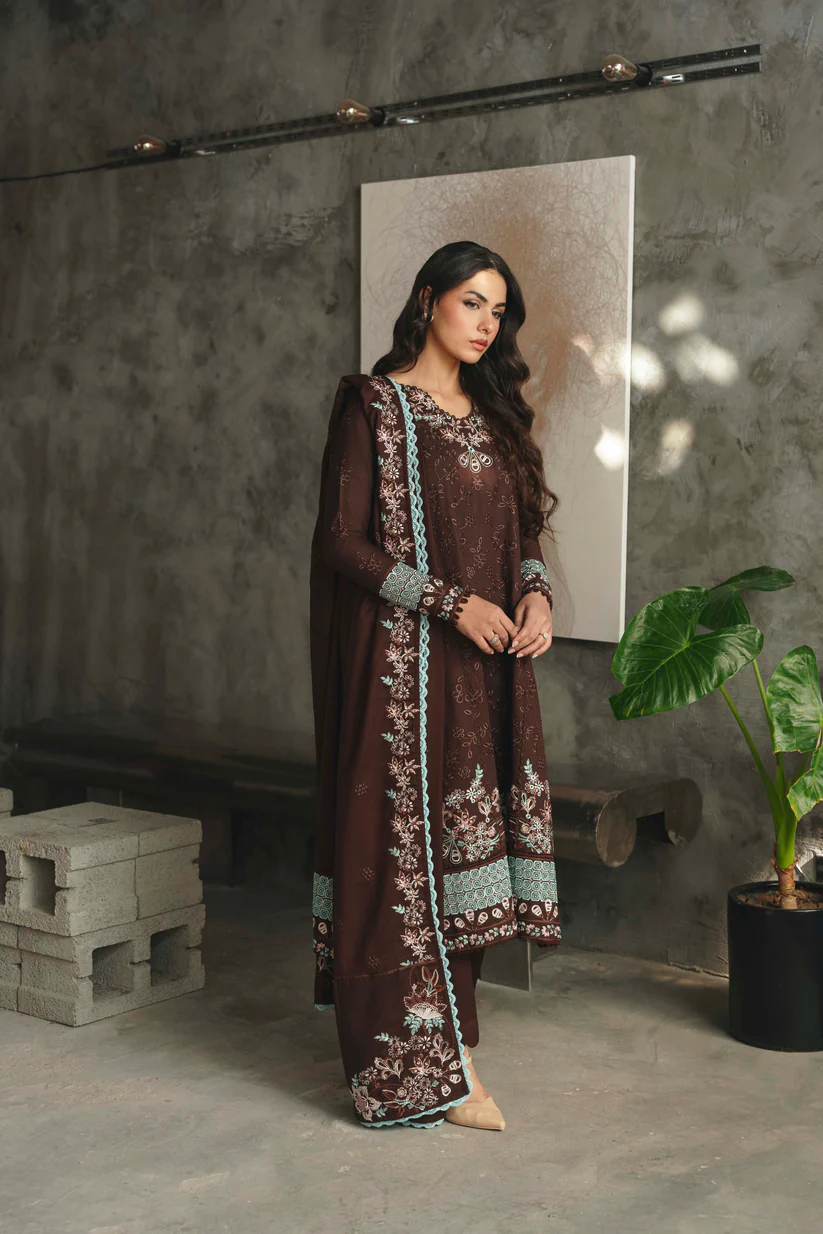 Alternative view of Karandi Brwn Luxury Lawn Collection Replica