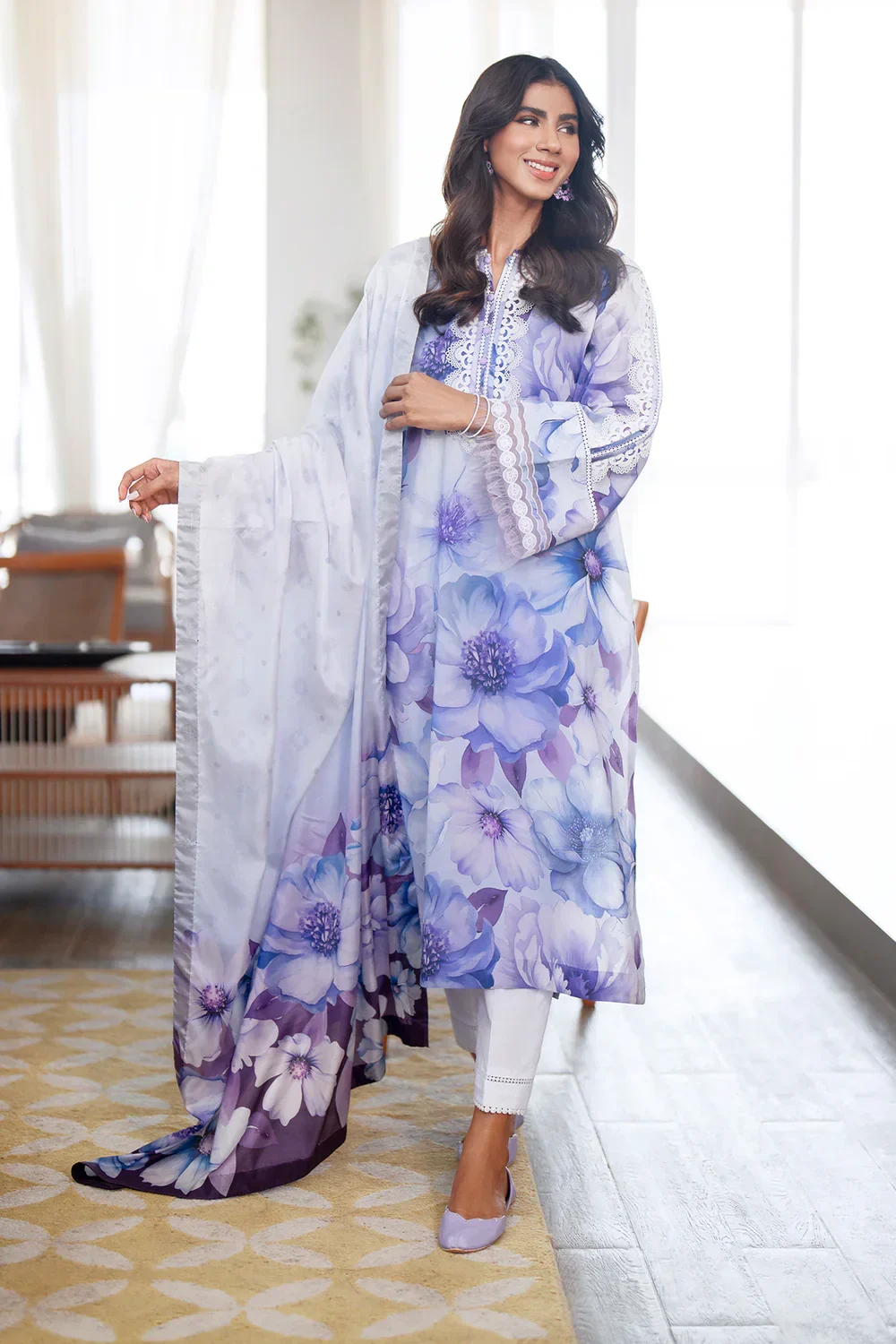 Baroque Purple Printed Lawn Collection Replica