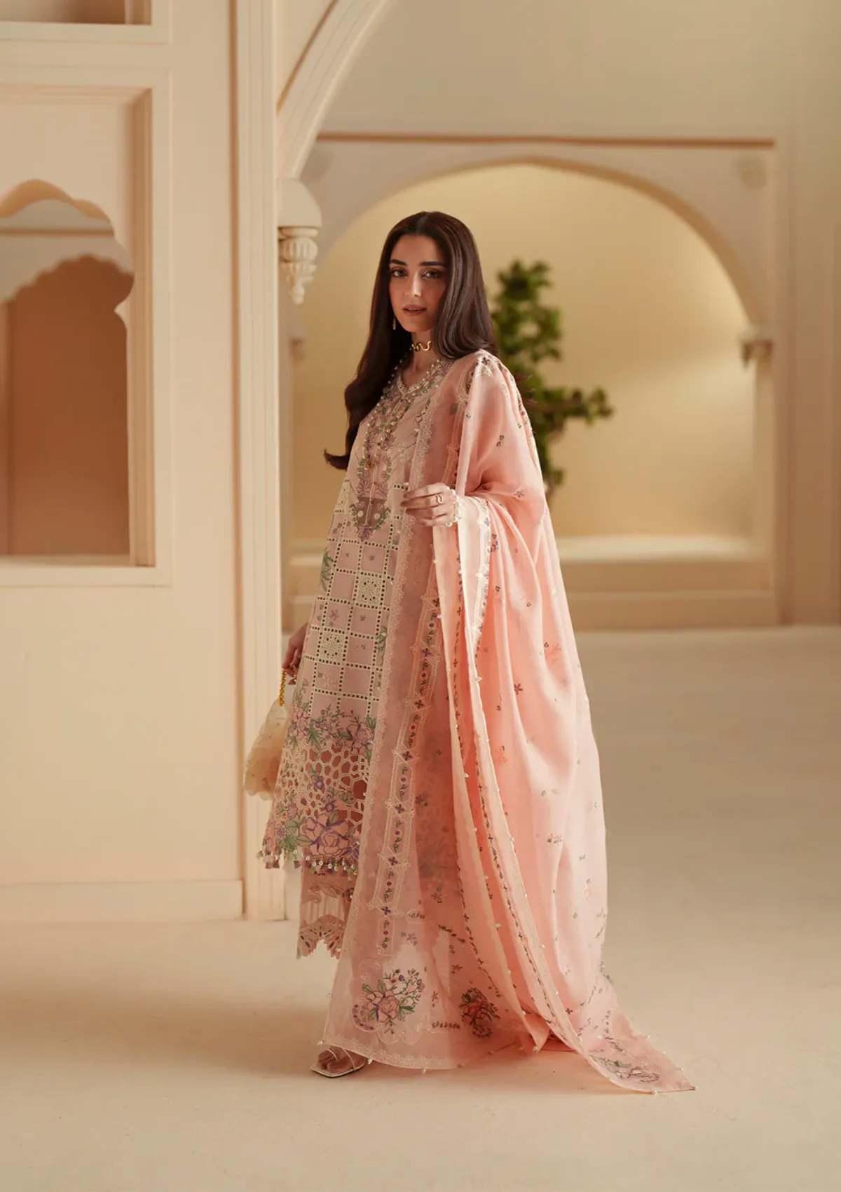 Alternative view of Bin Ilyas Pink Luxury Lawn Collection Replica