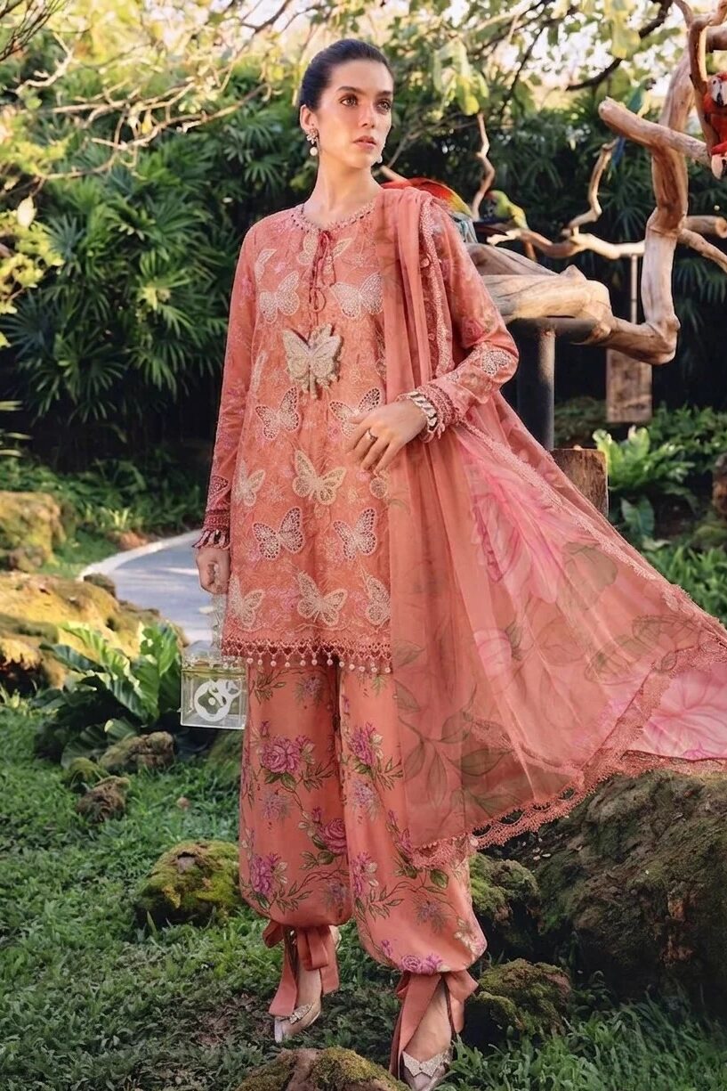 Maria b Peach Luxury Printed Lawn Collection Replica