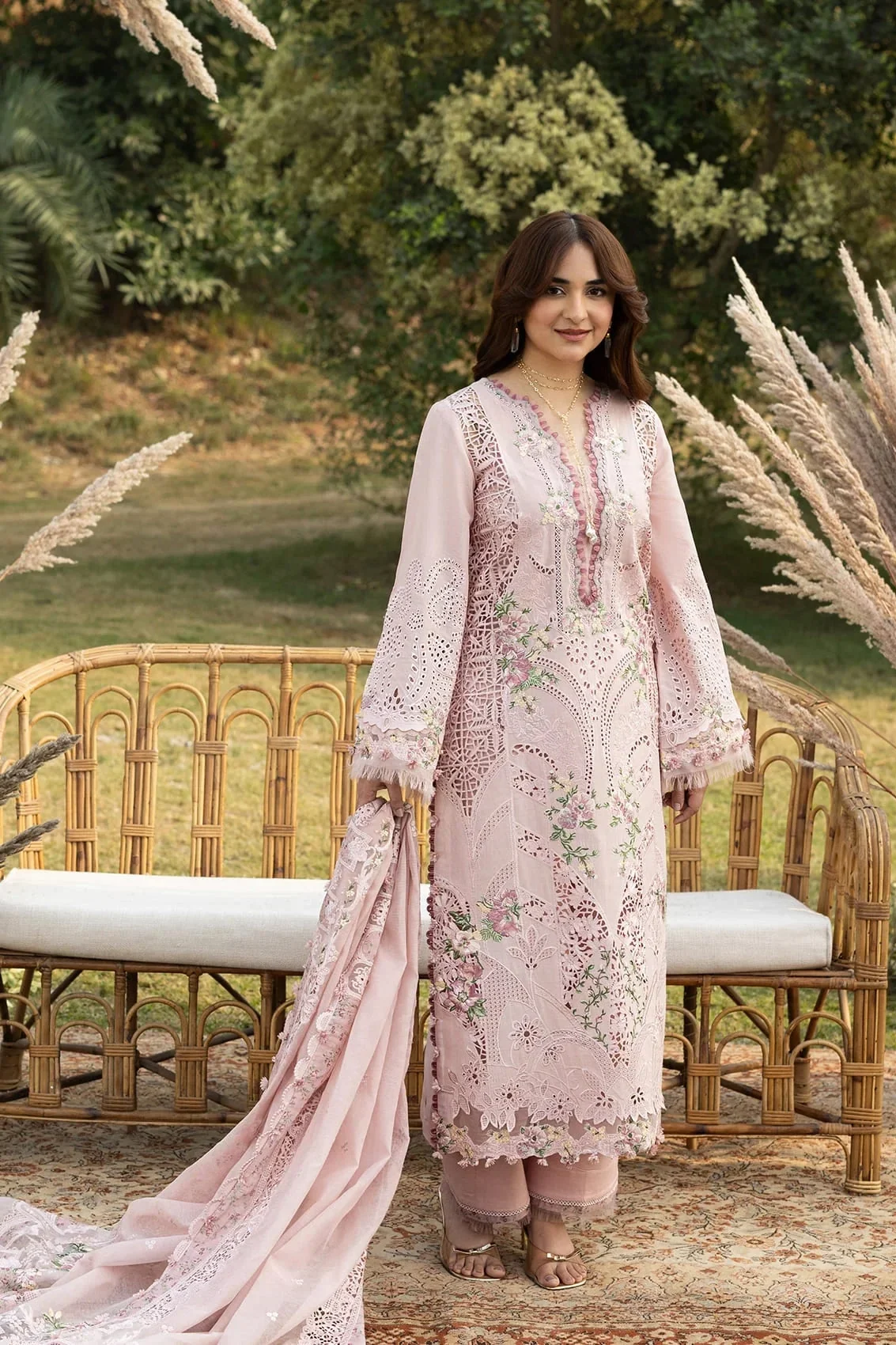 Elaf Baby Pink Luxury Lawn Collection Replica