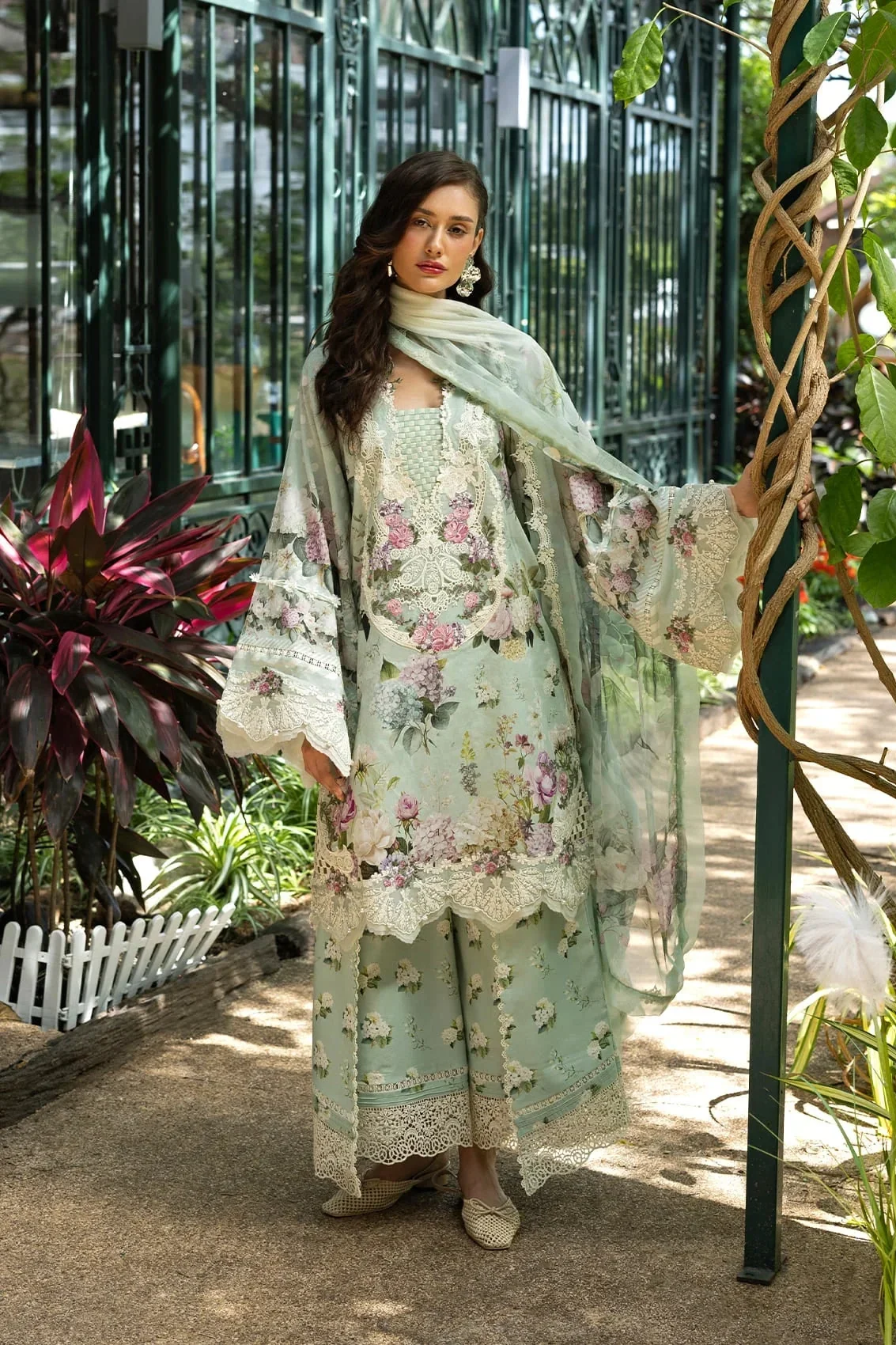 Elaf Mint Green Luxury Lawn Collection Replica