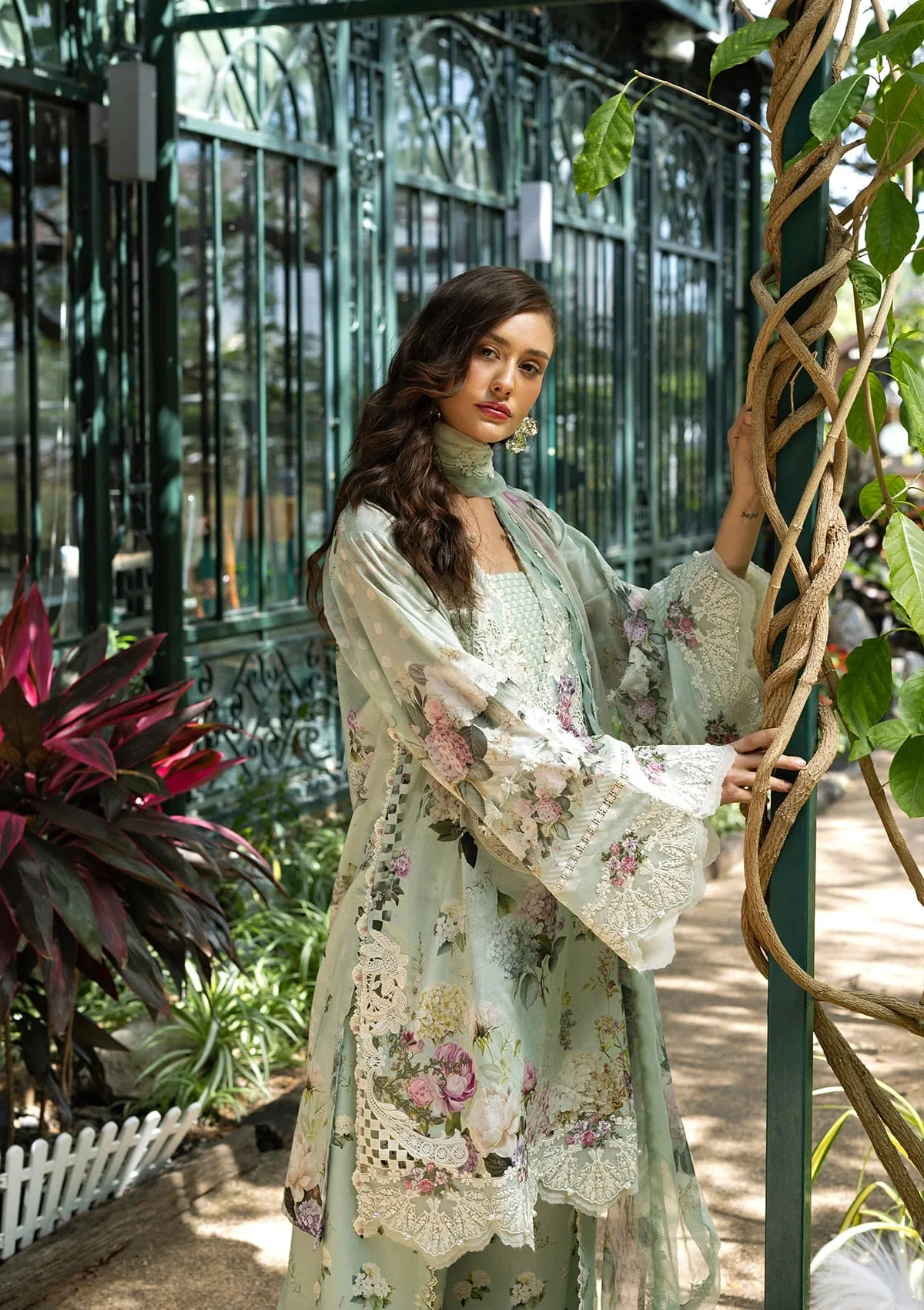 Alternative view of Elaf Mint Green Luxury Lawn Collection Replica