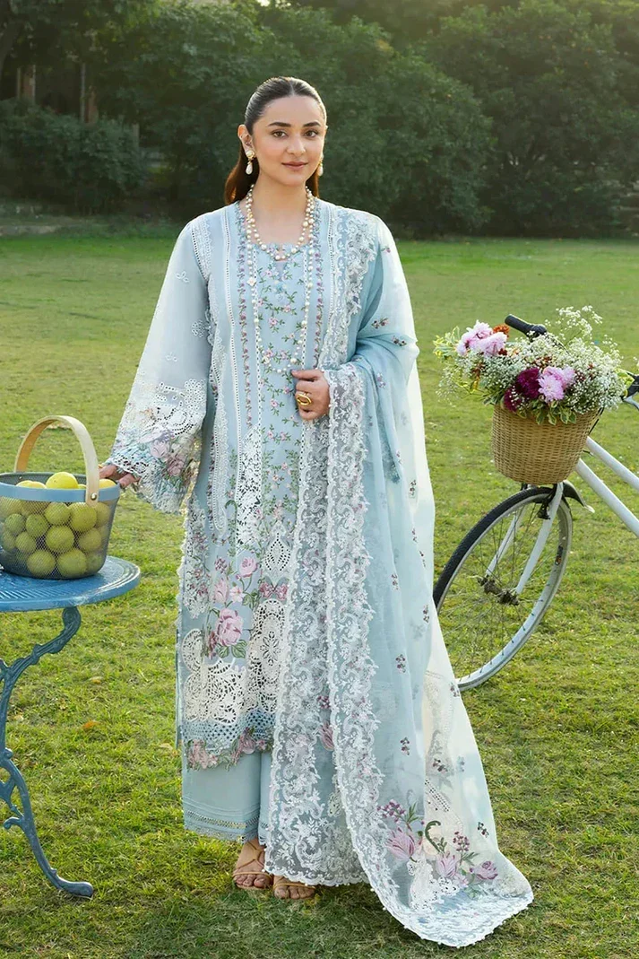 Elaf Sky Blue Luxury Lawn Collection Replica