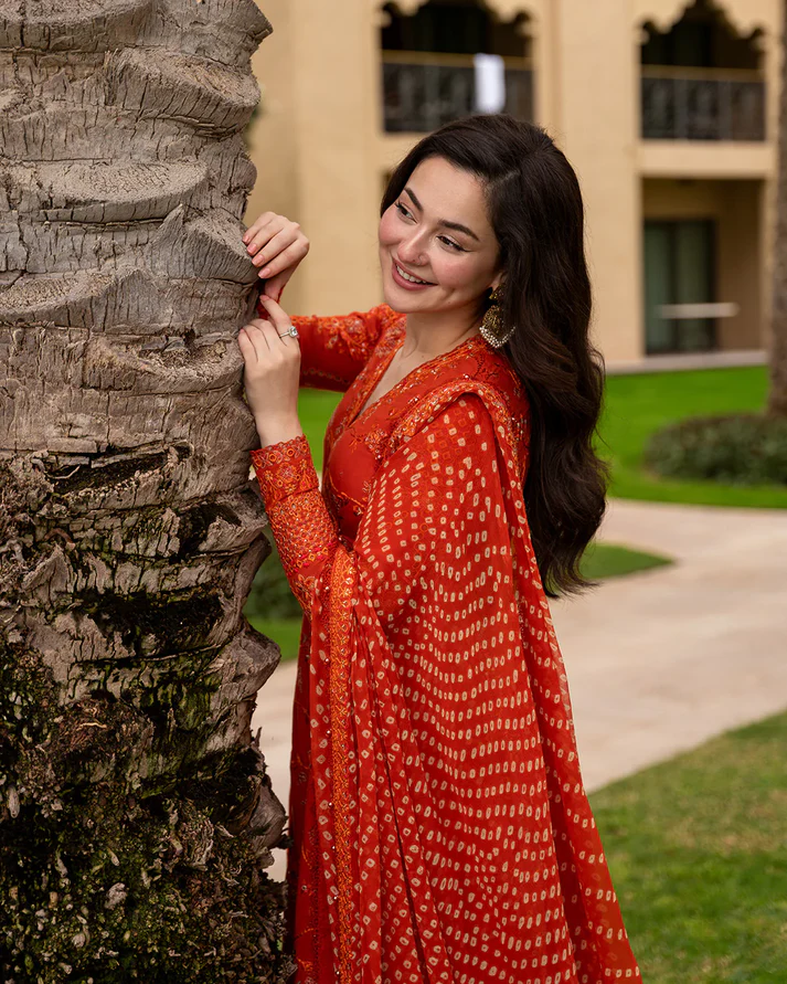 Alternative view of Faiza Saqlain Orange Luxury Lawn Collection Replica