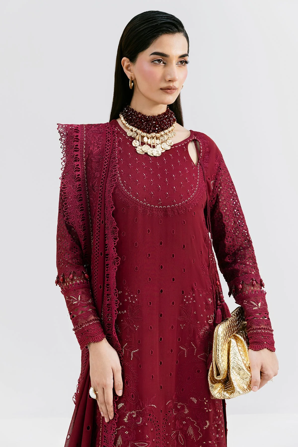Alternative view of Imrozia Maroon Luxury Lawn Collection Replica