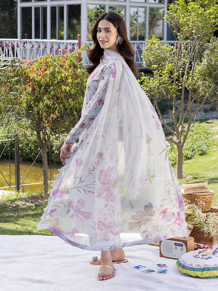 Alternative view of Crimson Grey Luxury Printed Lawn Collection Replica
