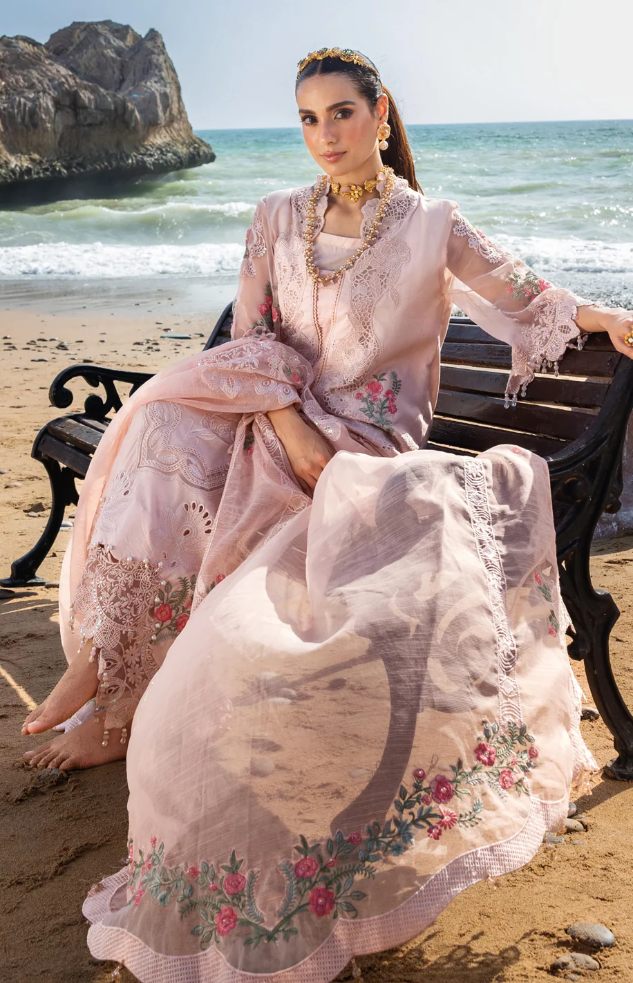 Alternative view of Mahiymaan Peach Luxury Lawn Collection Replica