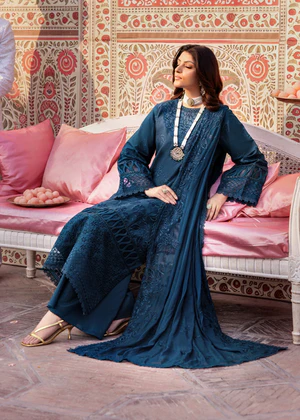 Alternative view of Mahnur Zinc Blue Luxury Lawn Collection Replica