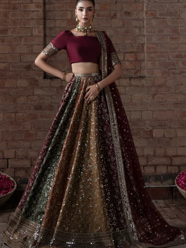 Mina Kashif Multi Bridal Collection Exclusive Indian Raw Silk Maxi Replica