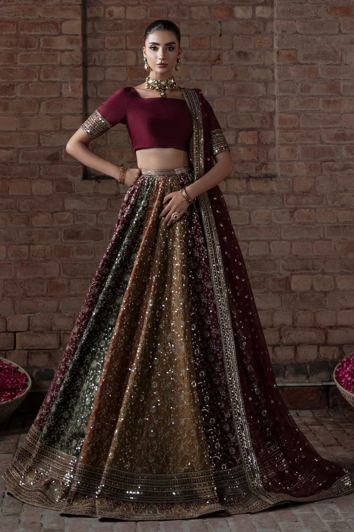 Mina Kashif Multi Bridal Collection Exclusive Indian Raw Silk Maxi Replica