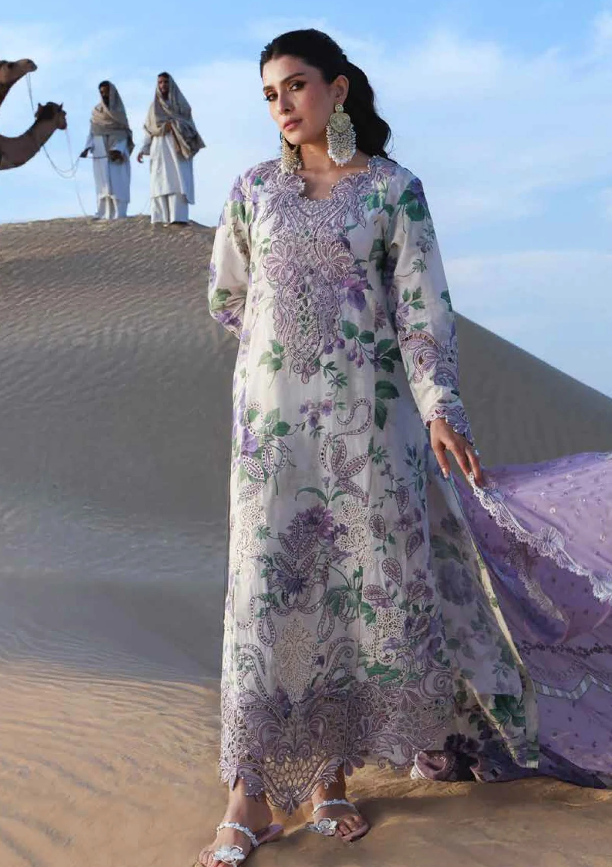 Alternative view of Nureh Purple Luxury Lawn Collection Replica