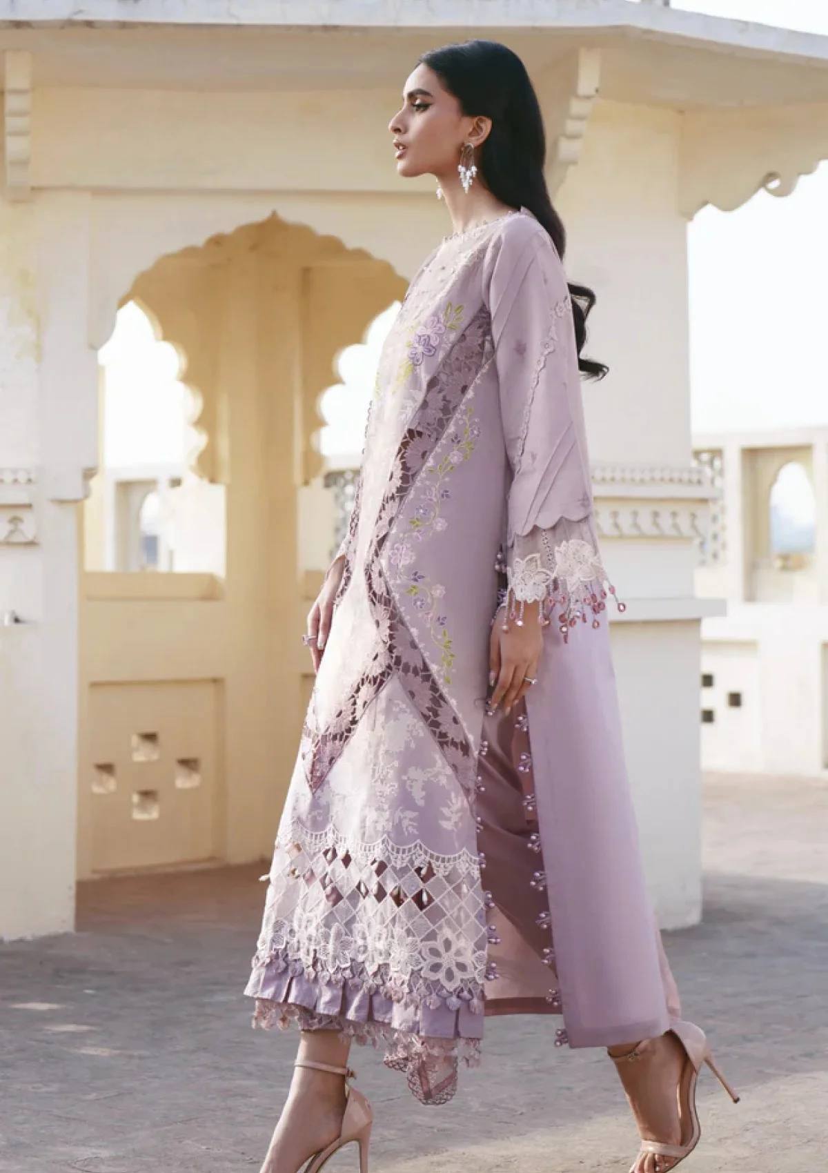 Alternative view of Parishay Mauve Luxury Lawn Collection Replica