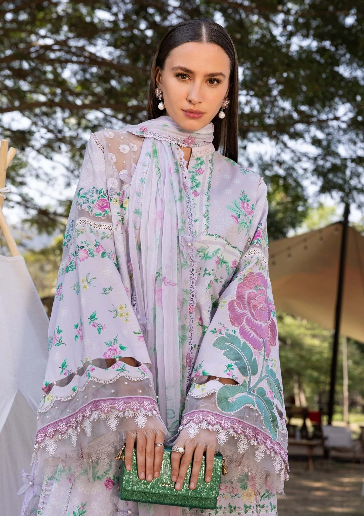 Alternative view of Maria B Light Purple Luxury Printed Lawn Collection Replica