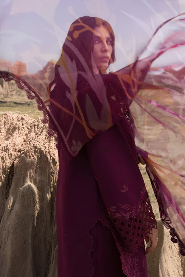 Alternative view of Rang Rasiya  Burgundy Luxury Lawn Collection Replica