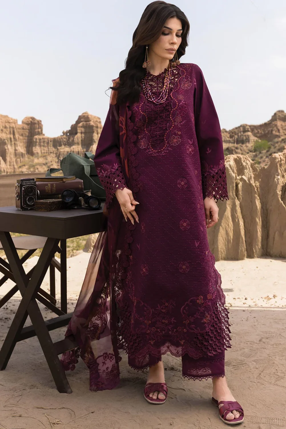 Rang Rasiya  Burgundy Luxury Lawn Collection Replica