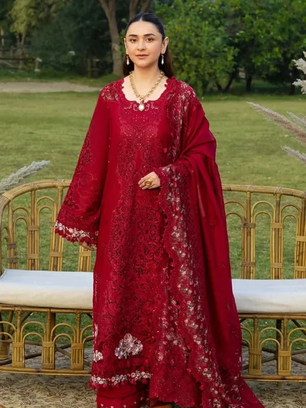 Elaf Red Luxury Lawn Collection Replica