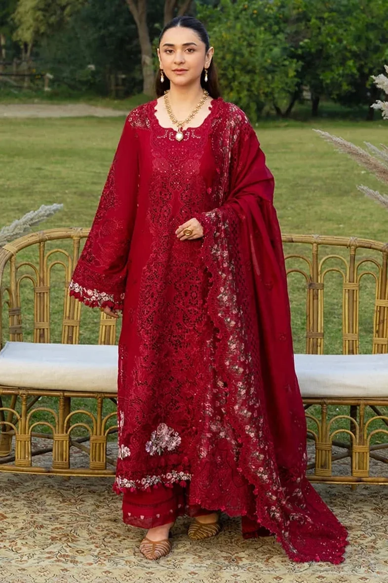 Elaf Red Luxury Lawn Collection Replica