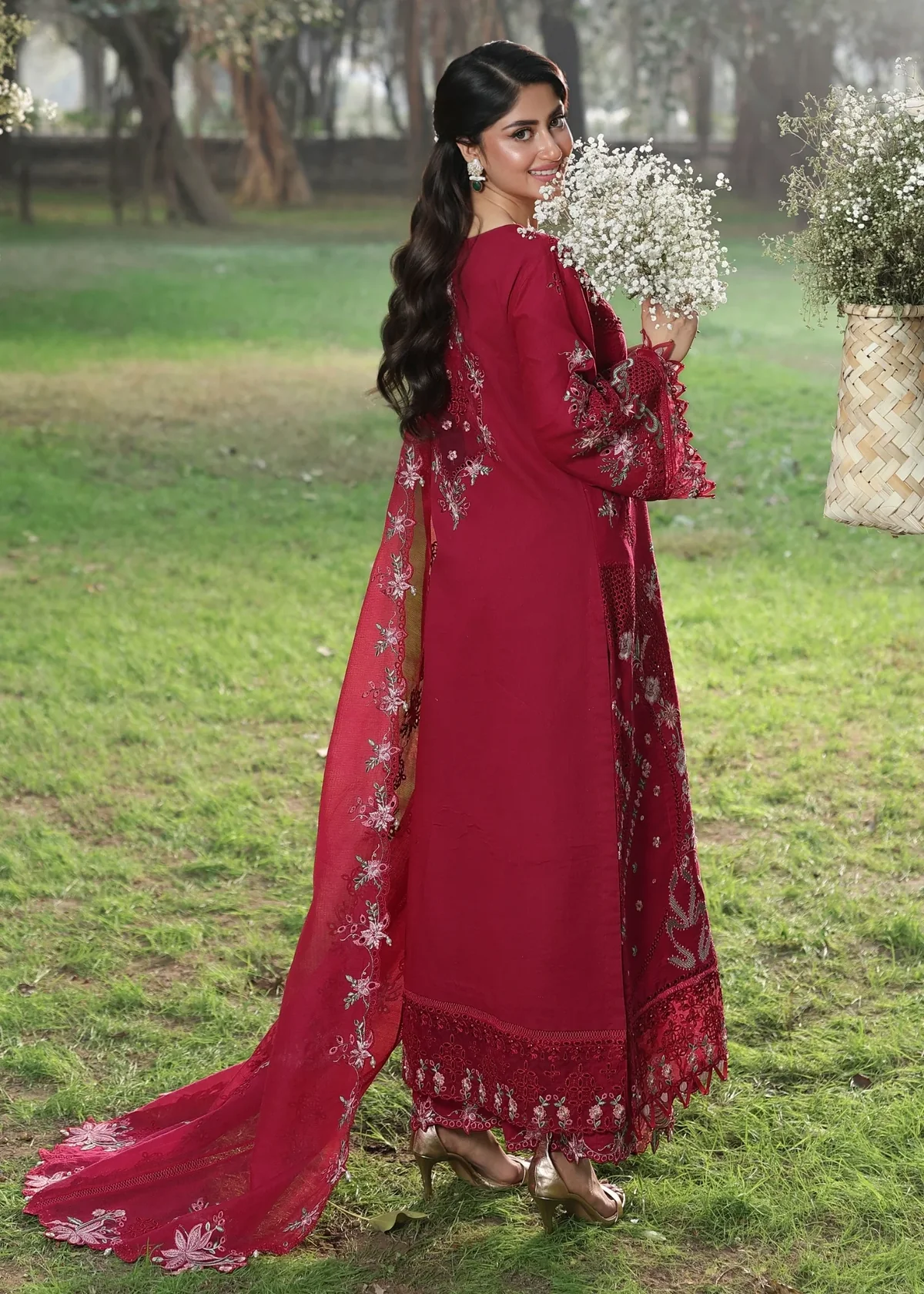 Alternative view of Sardinia Red Luxury Lawn Collection Replica