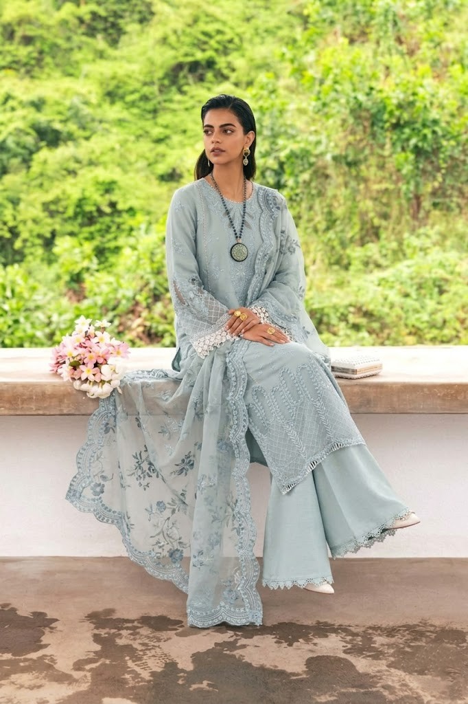 Alternative view of Saira Rizwan Sky Blue Luxury Lawn Collection Replica