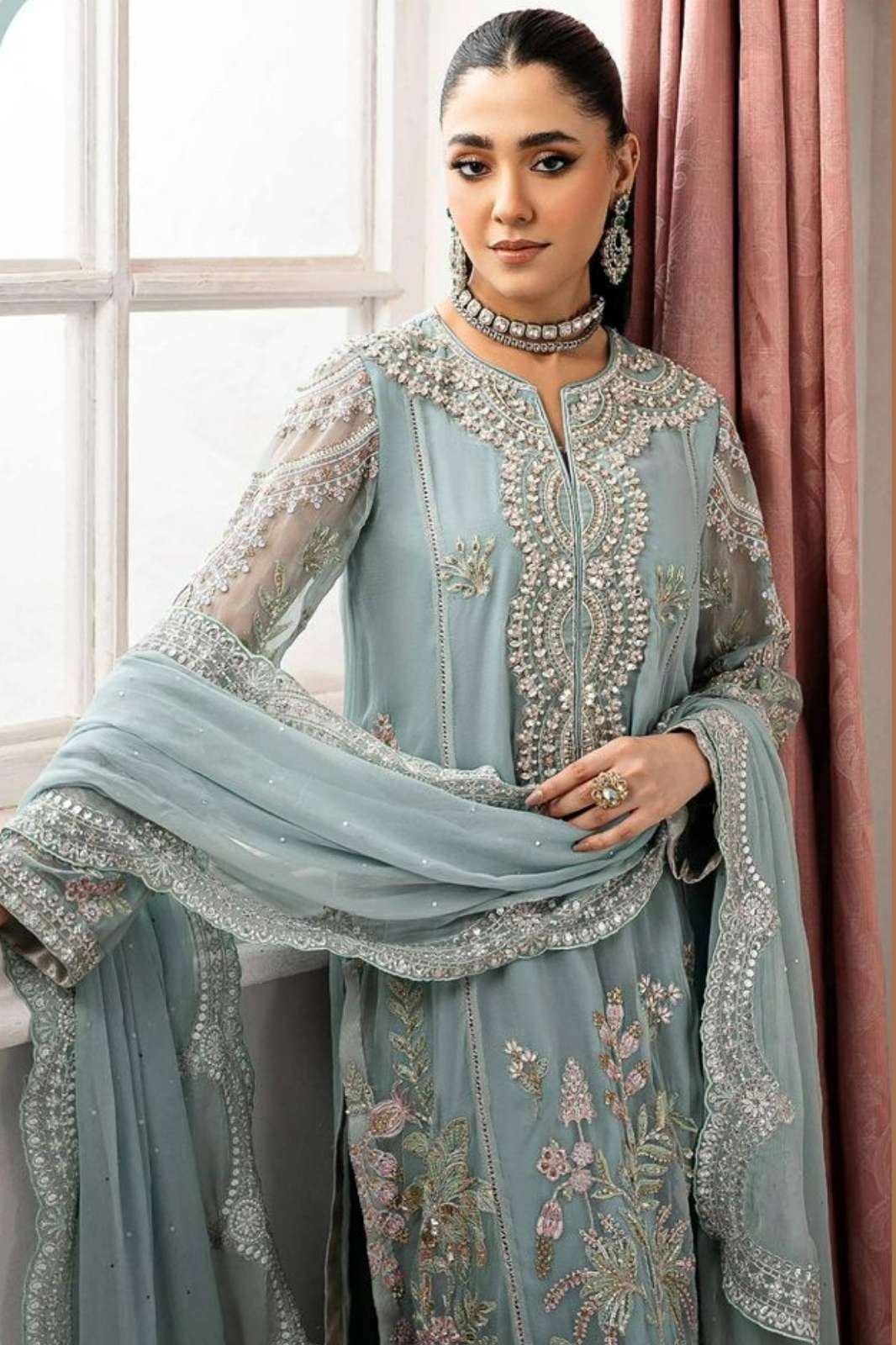 Alternative view of Imrozia Sea Green Formal Collection Chiffon Replica