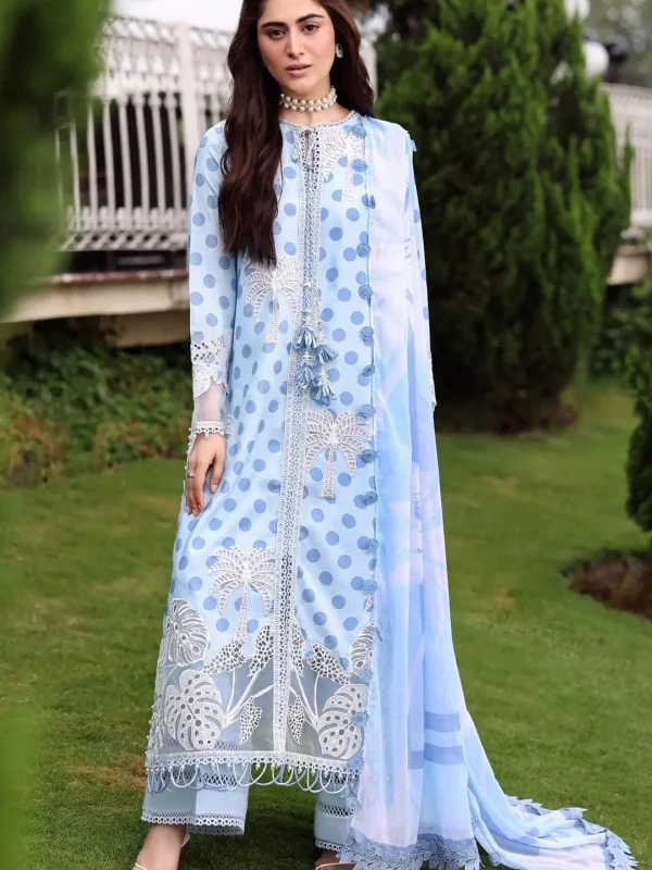 Sardinia Sky Blue Luxury Lawn Collection Replica