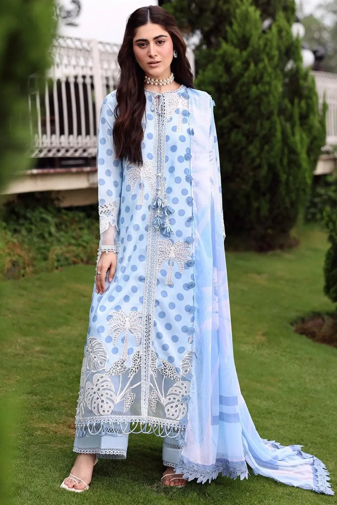 Sardinia Sky Blue Luxury Lawn Collection Replica