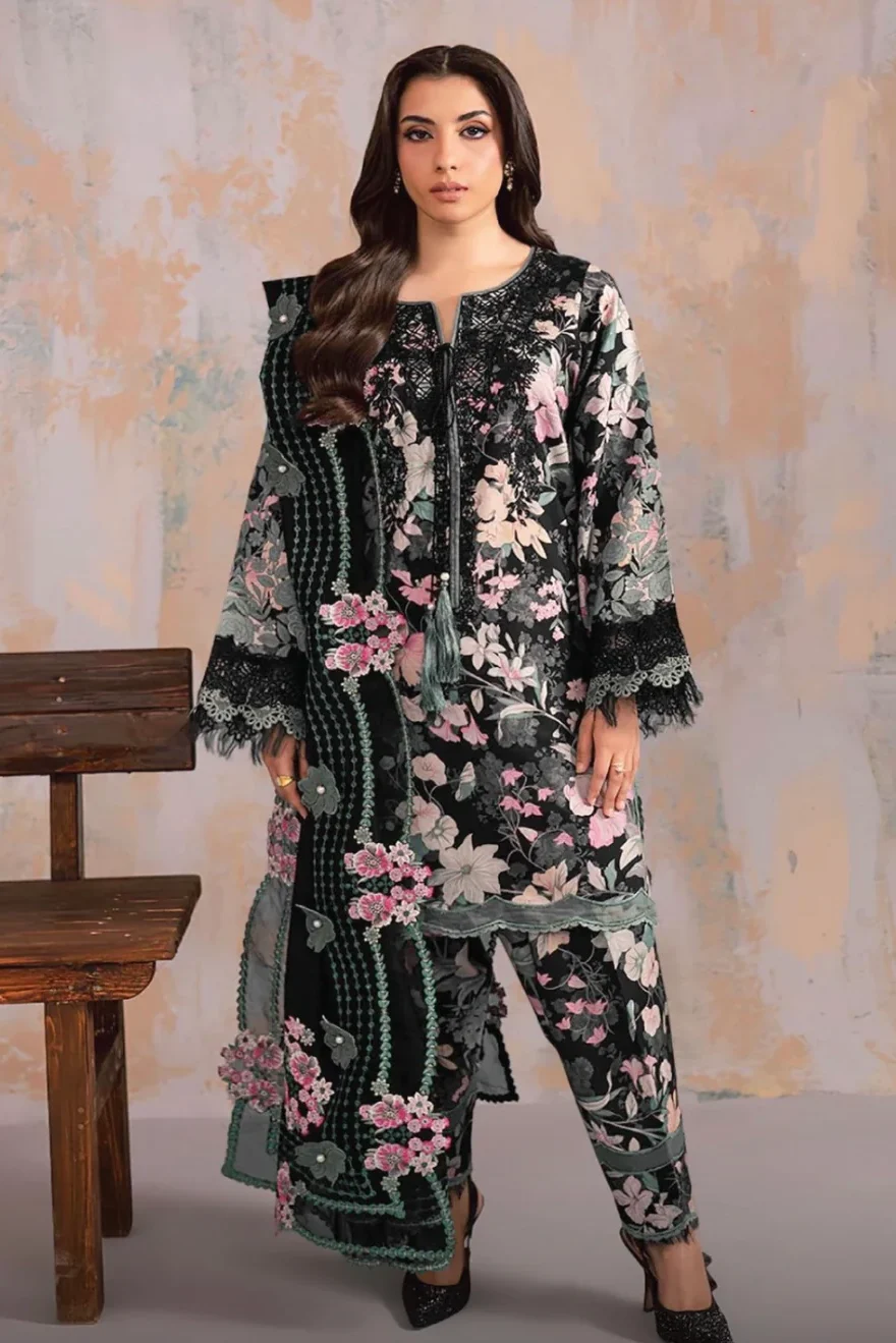 Jade Black Luxury Lawn Collection Replica