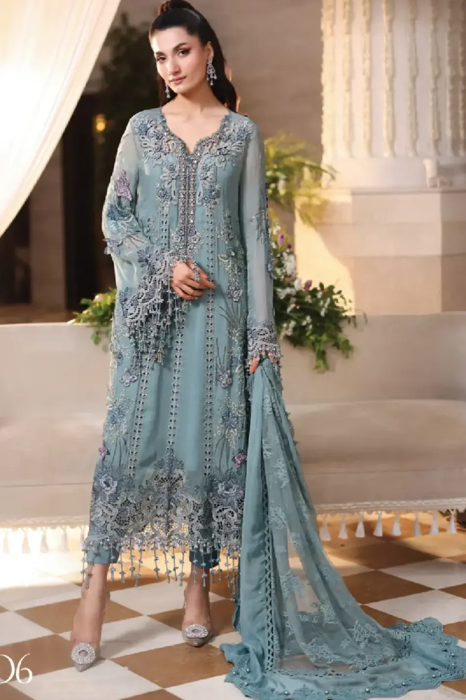 Maria B Sky Blue Chiffon Formal Collection Replica