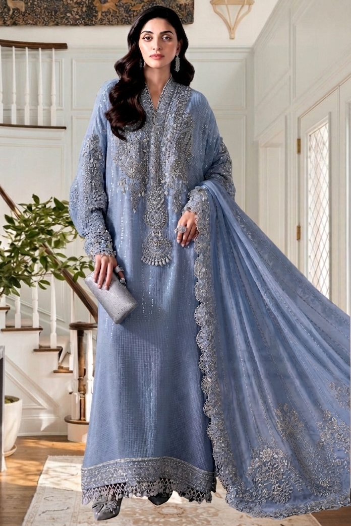 Maria B Grey Formal Collection Chiffon Replica