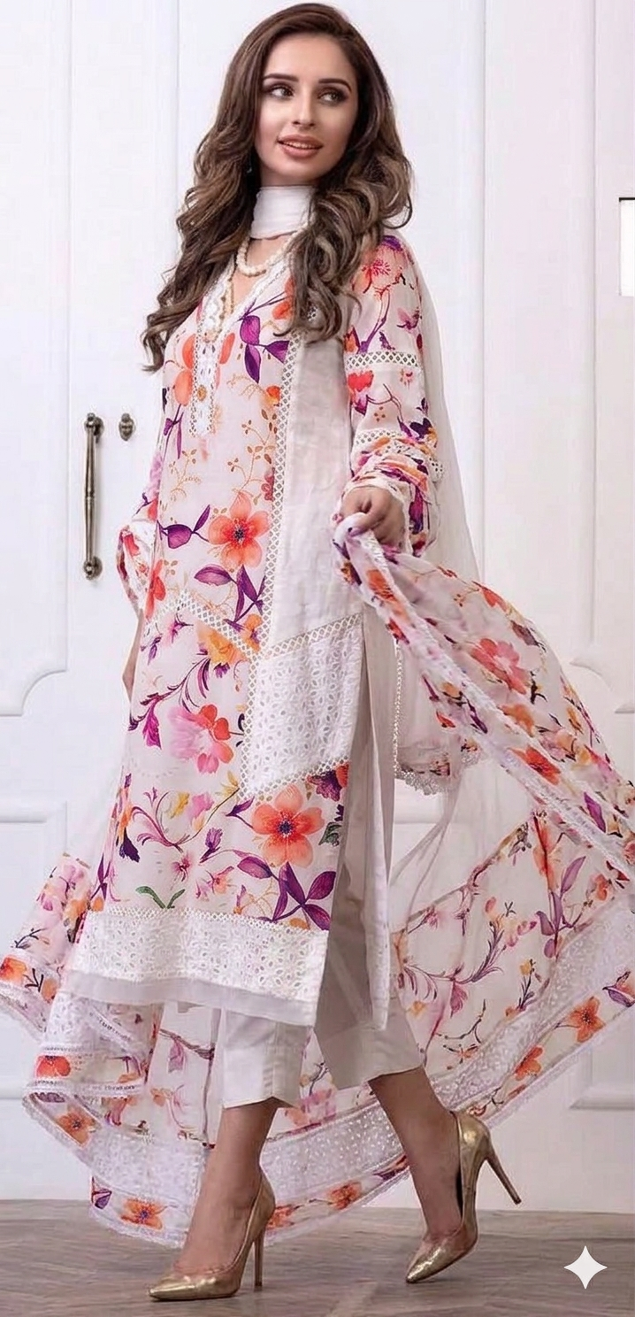 Alternative view of Shrenz Mauve Luxury Lawn Collection Replica