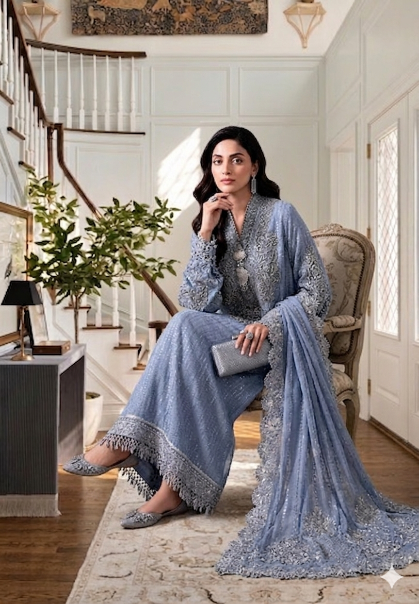 Alternative view of Maria B Grey Formal Collection Chiffon Replica