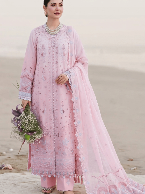 Qalamkar Pink Luxury Lawn Collection Replica