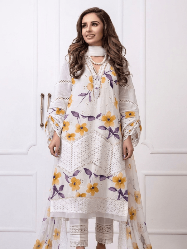 Farida Hassan White Luxury Lawn Collection Replica