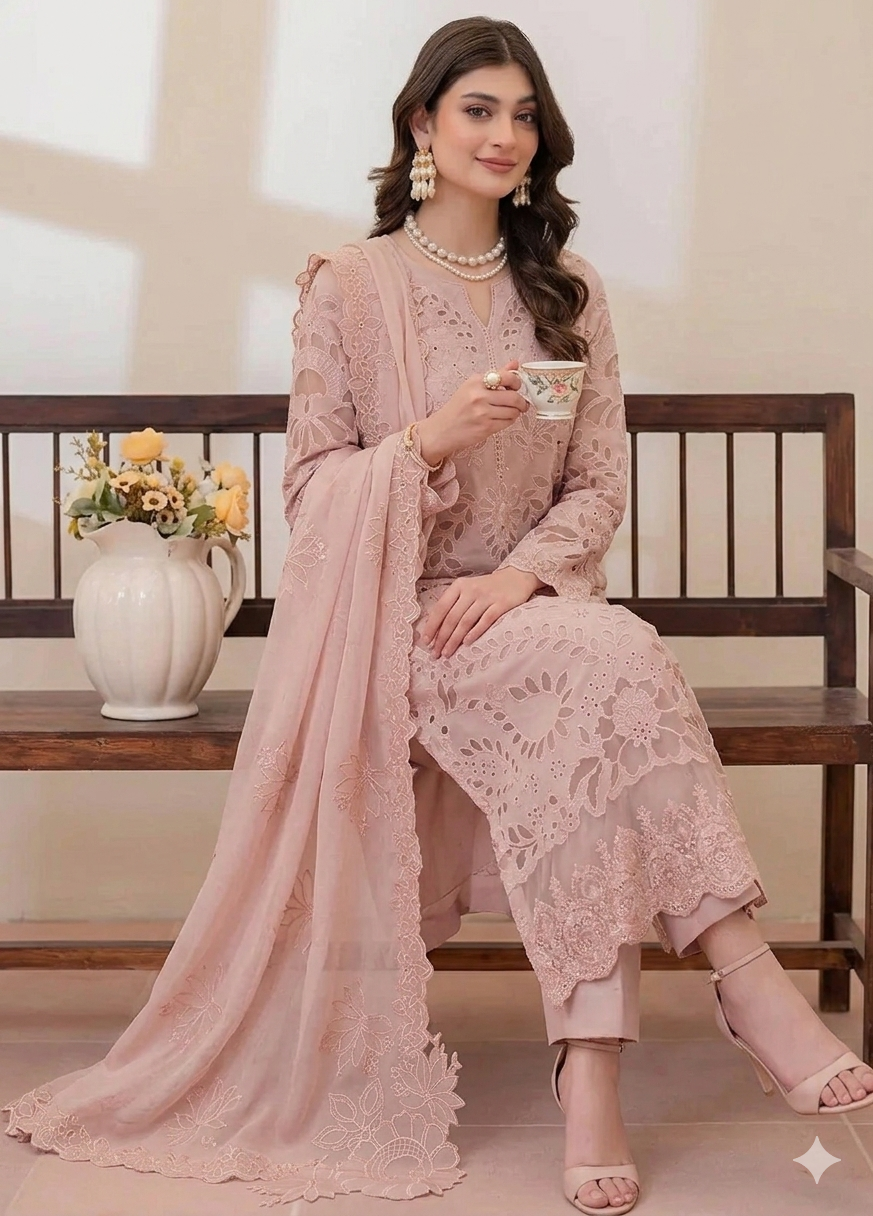 Alternative view of Imrozia Peach Luxury Lawn Collection Replica