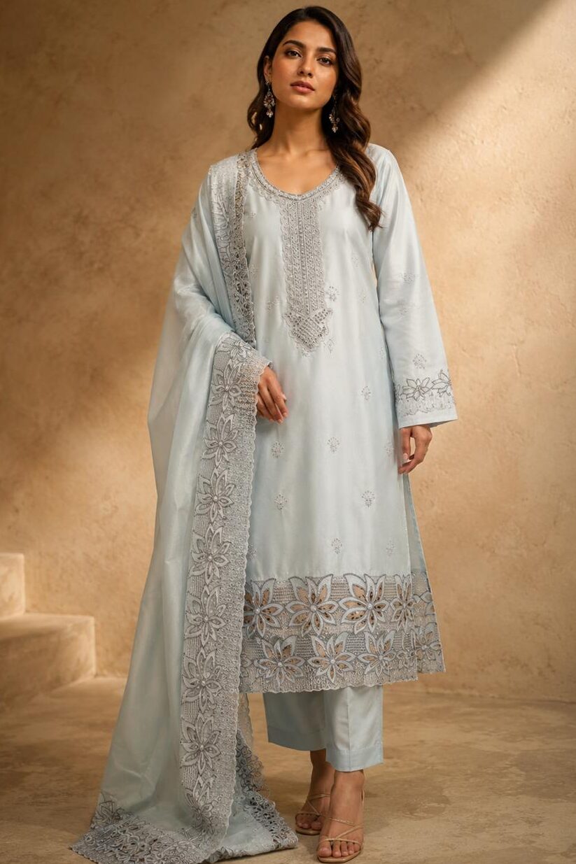 Maria B Sky Blue Printed Lawn Collection Replica
