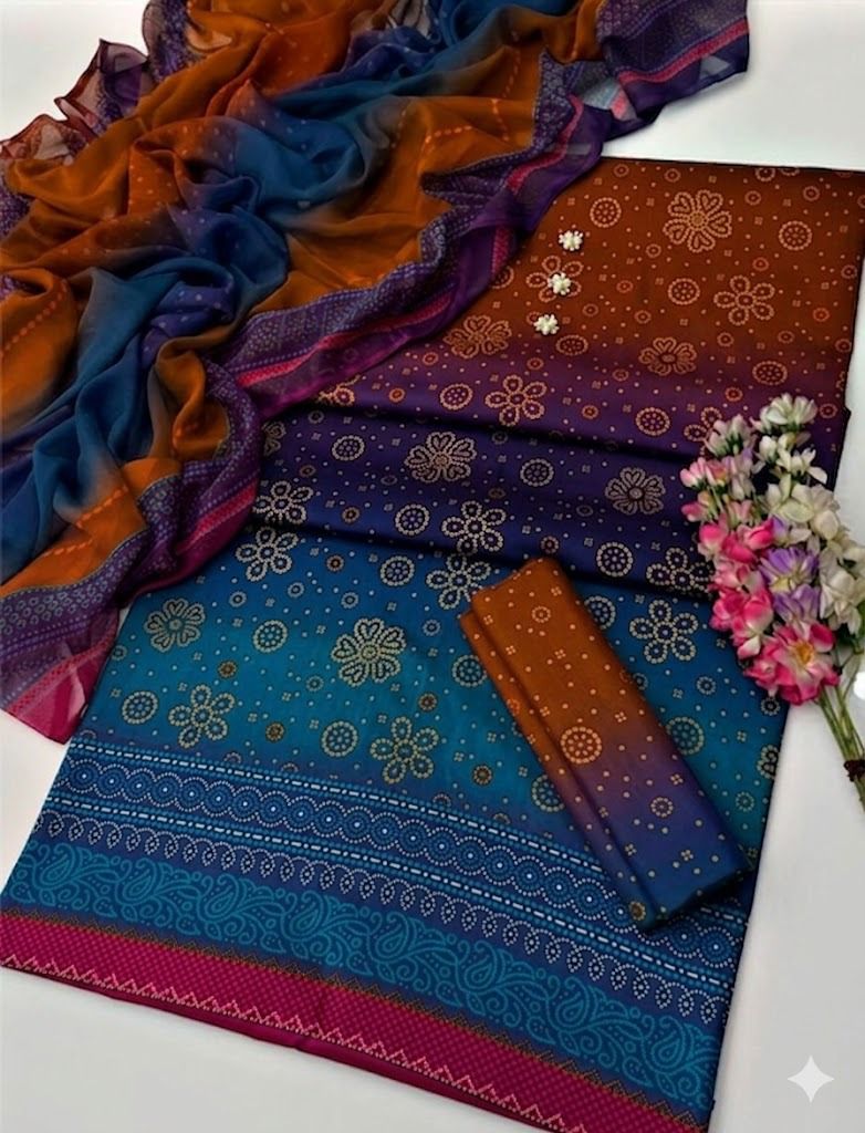 Alternative view of Maria B Orange Printed Lawn Collection Replica