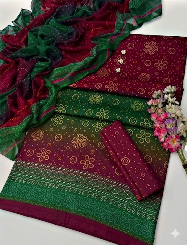 Alternative view of Maria B Maroon Printed Lawn Collection Replica