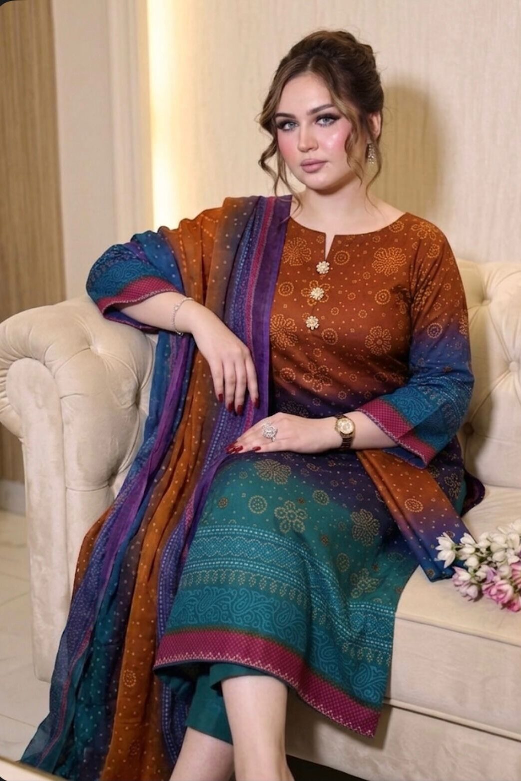 Maria B Orange Printed Lawn Collection Replica