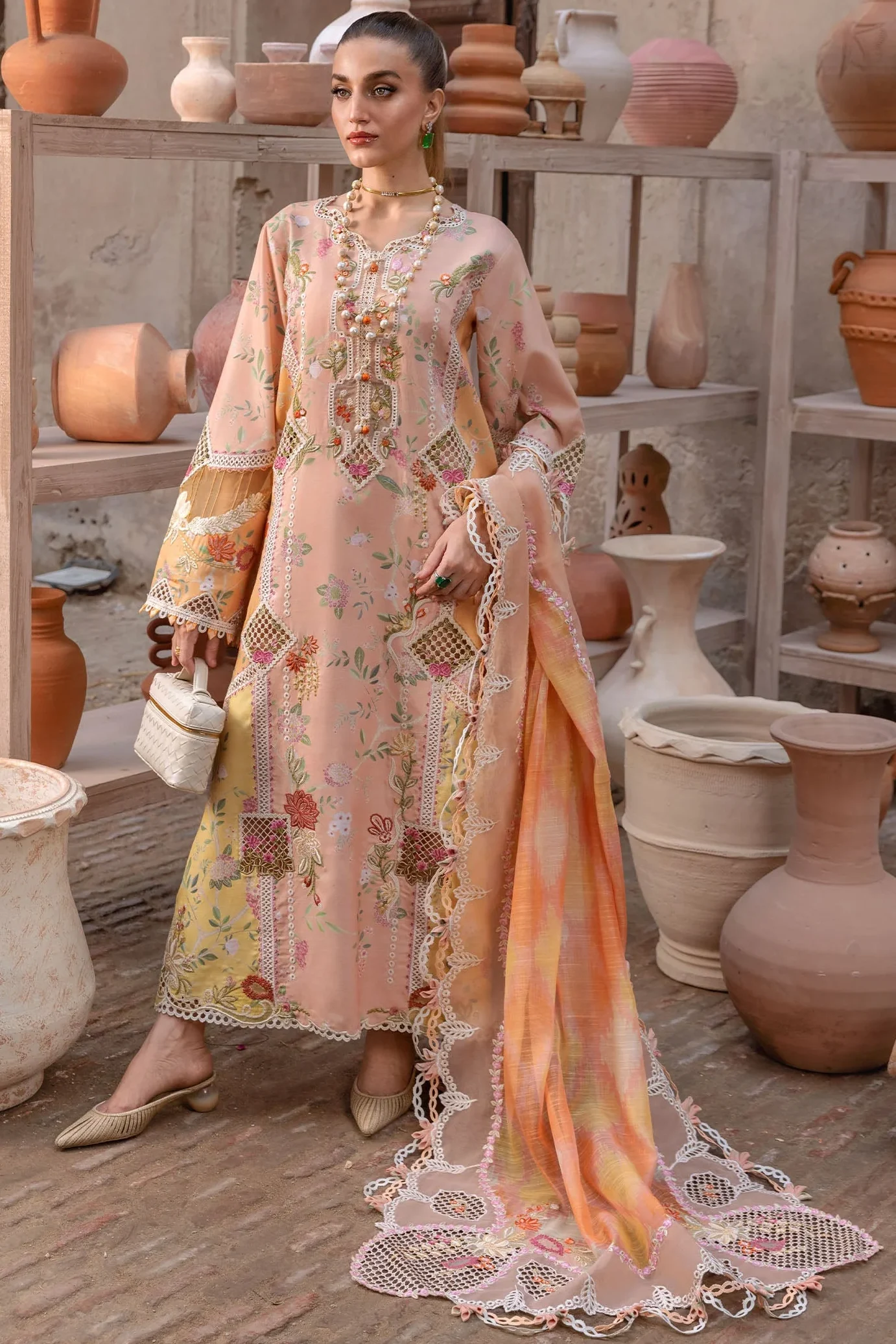 Crimson Peach Luxury Lawn Collection Replica