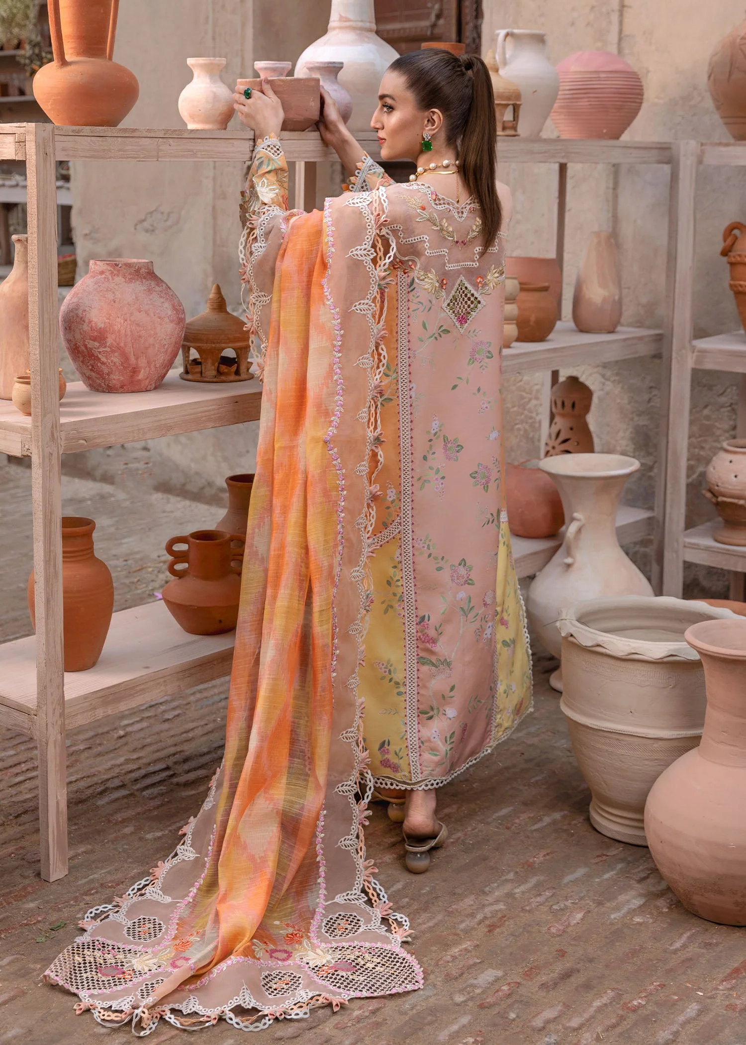 Alternative view of Crimson Peach Luxury Lawn Collection Replica