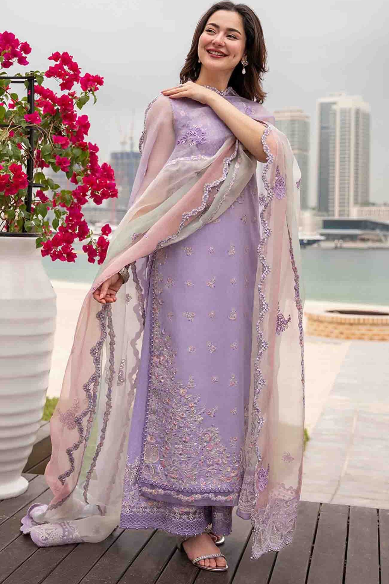 Faiza Saqlain Purple Luxury Lawn Collection Replica
