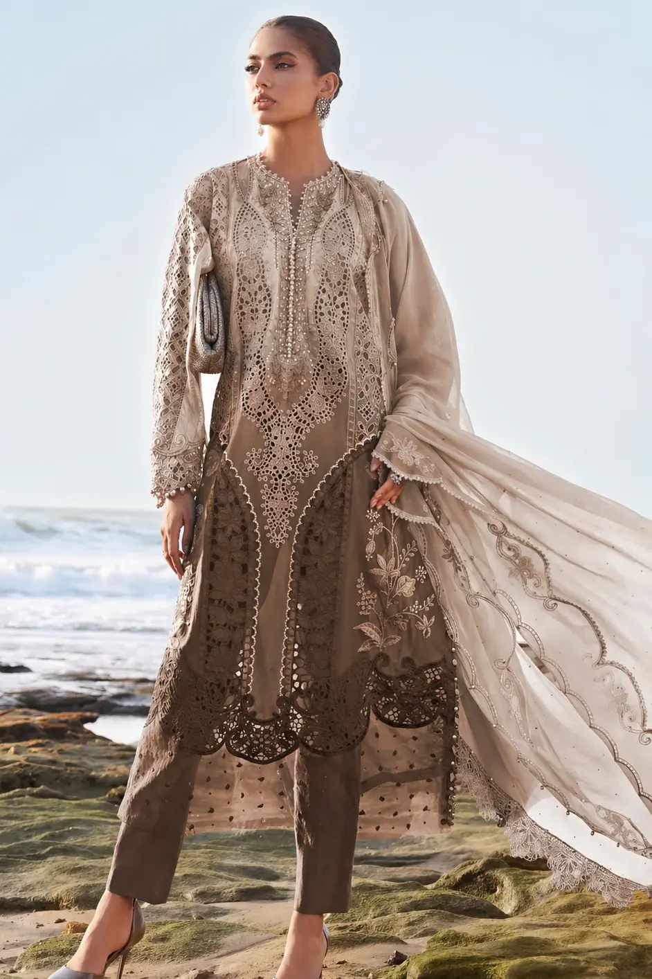 Maria B Brown Soft Organza Formal Collection Replica