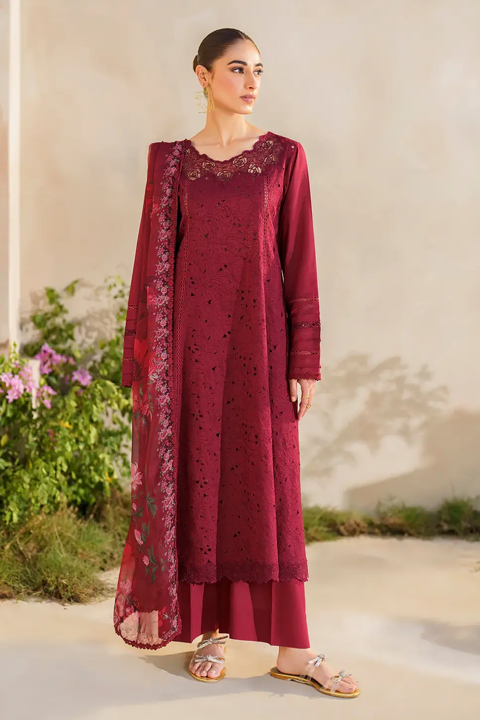 Iznik Red Luxury Lawn Collection Replica